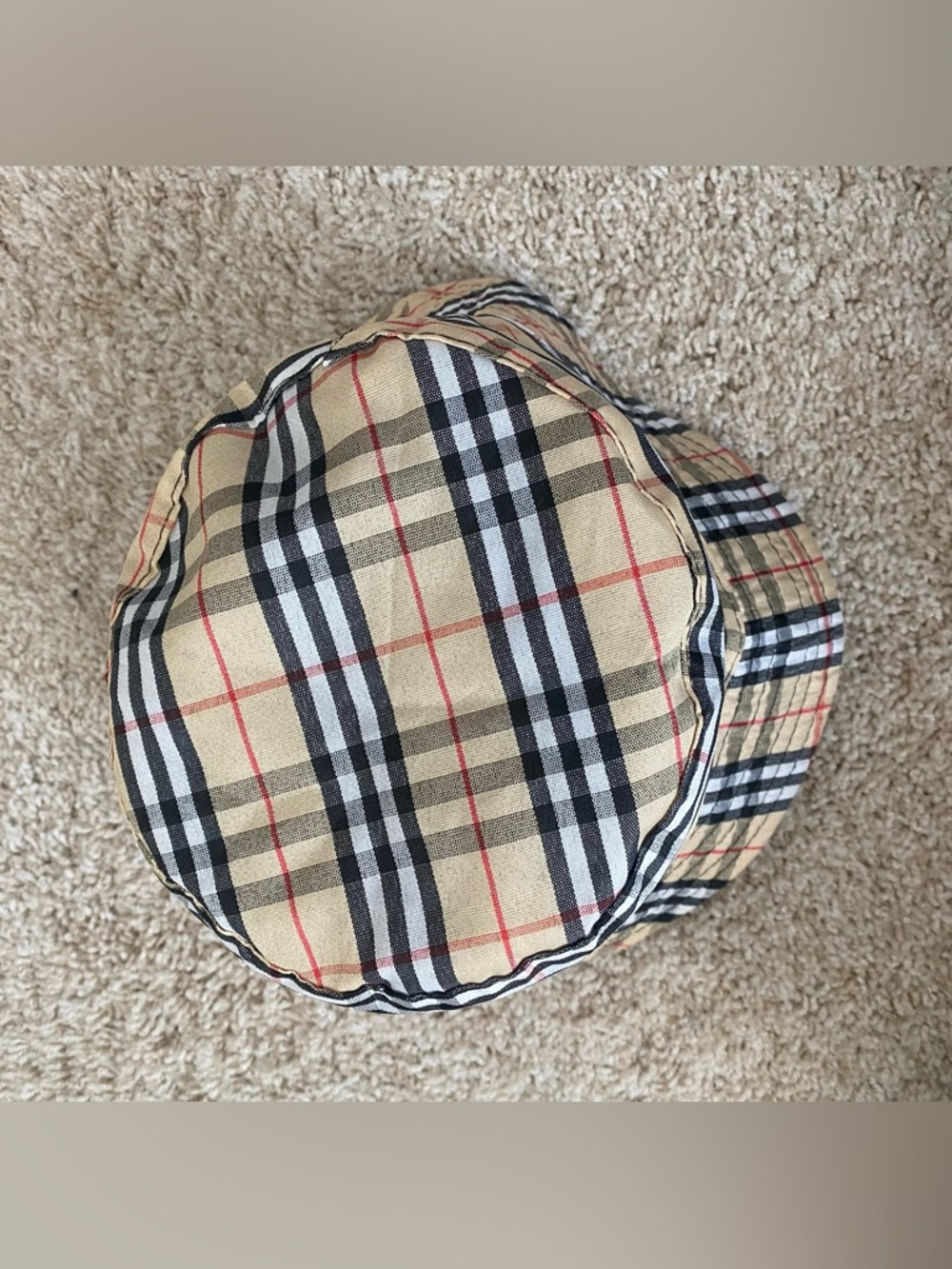 Plaid Bucket Hat in Beige, Black & Red - Picture 2 of 3